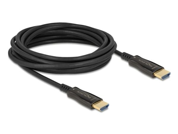 Delock - High Speed - HDMI-kabel - HDMI hann til HDMI hann - 5 m - hybridkobber / fiberoptikk - svart - Active Optical Cable (AOC), 4 K 144 Hz (384...