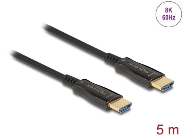 Delock - High Speed - HDMI-kabel - HDMI hann til HDMI hann - 5 m - hybridkobber / fiberoptikk - svart - Active Optical Cable (AOC), 4 K 144 Hz (384...
