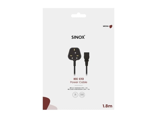 Sinox 3-nastainen johdinsarja UK-stikillä. 1,8m. Lajittelu