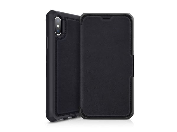 ITSKINS HYBRID // FOLIO - Lommebok for mobiltelefon - helnarvet lær - svart, rød - 6.5" - for Apple iPhone XS Max