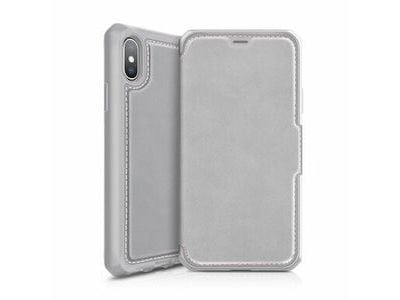 ITSKINS HYBRID // FOLIO - Lommebok for mobiltelefon - helnarvet lær - svart, rød - 6.5" - for Apple iPhone XS Max