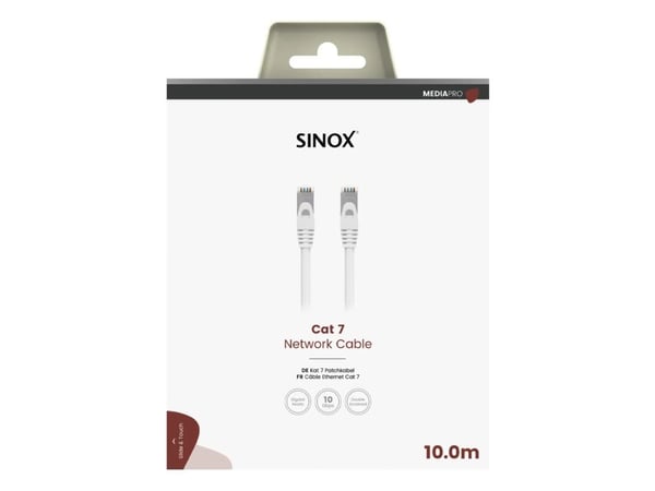 Sinox PRO S-FTP Cat7 verkkokaapeli. 10m. Valkoinen