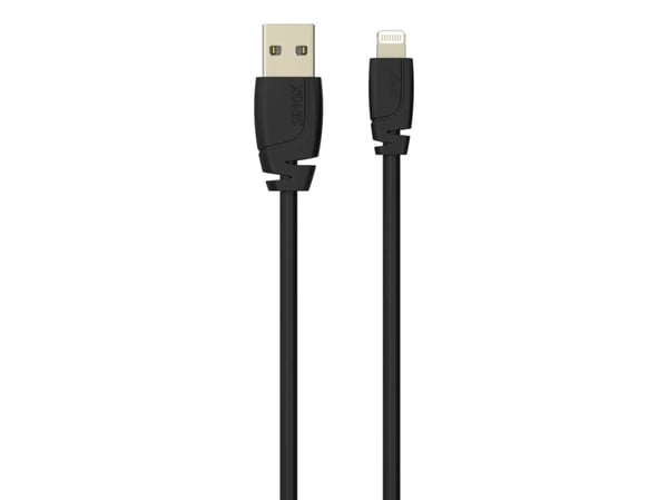 Sinox SXI02403MFI, 3 m, Lightning, USB A, Hankjønn, Hankjønn, Sort