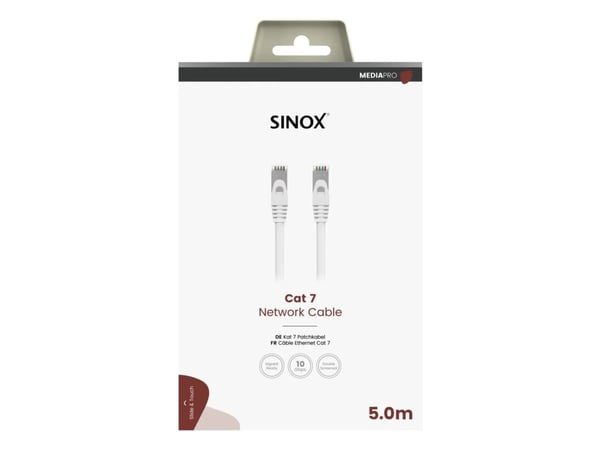 Sinox PRO S-FTP Cat7 verkkokaapeli. 5m. valkoinen