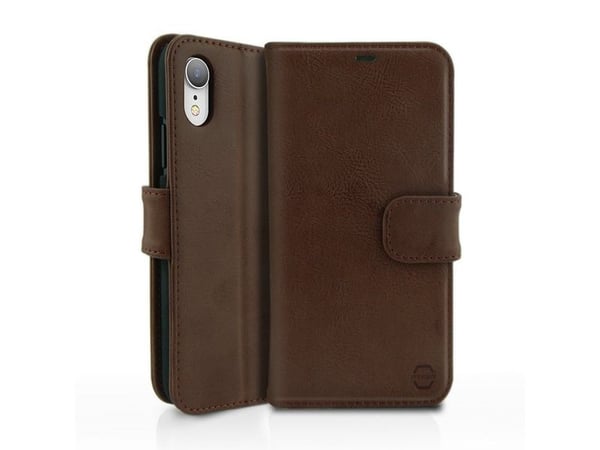 ITSKINS Wallet Book - Lommebok for mobiltelefon - leatherette - brun - 6.1" - for Apple iPhone XR