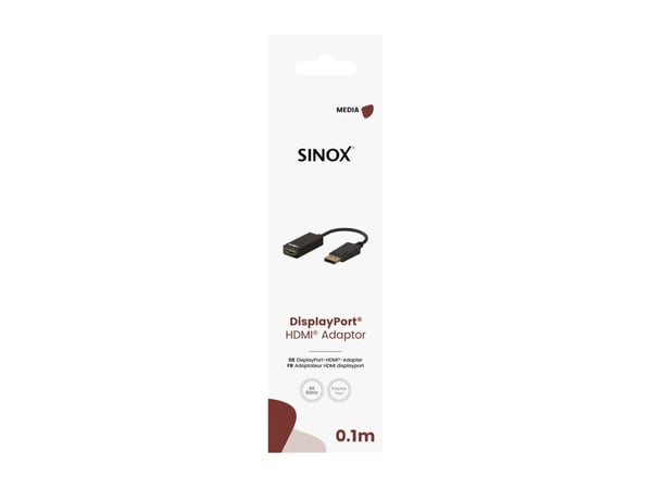 Sinox SOC01250, DisplayPort, HDMI, 0.1 m, Black