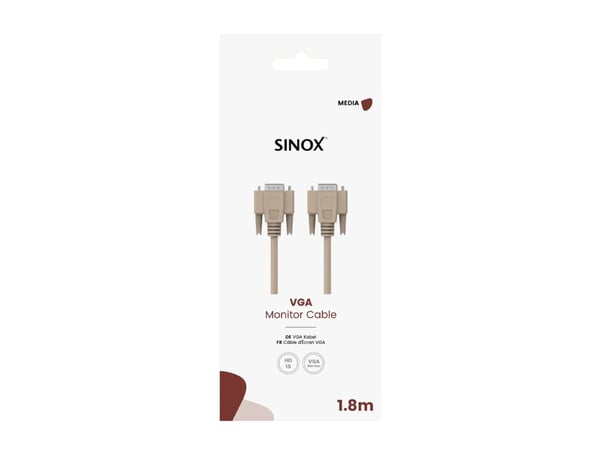 Sinox SOC04132, 1,8 m, VGA (D-Sub), VGA (D-Sub), Hankjønn, Hankjønn, Grå