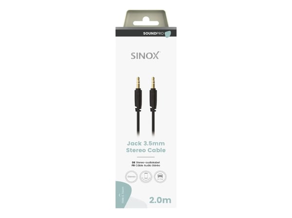 Sinox PRO 3,5mm mini jack kabel. 2m. Sort, 3.5mm, Hanstik, 3.5mm, Hanstik, 2 m, Sort