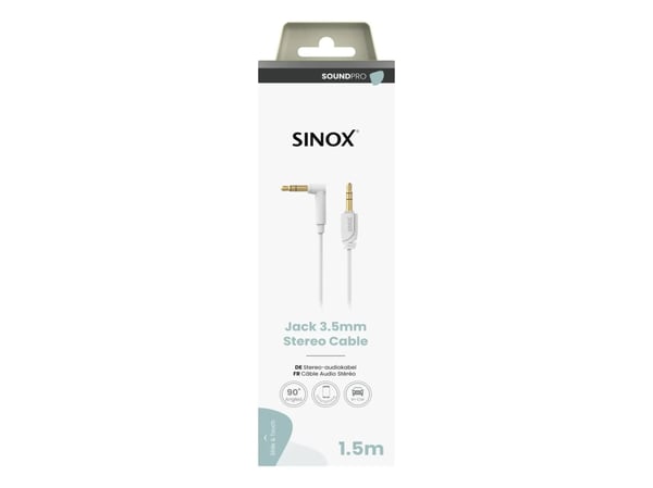 Sinox SXA06201, 3.5mm, Hankjønn, 3.5mm, Hankjønn, 1,5 m, Hvit