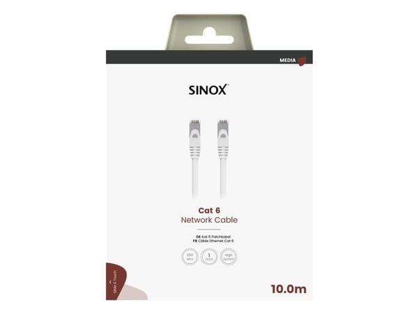 Sinox SOC08610, 2 m, Cat6, U/UTP (UTP), RJ-45, RJ-45, Hvit