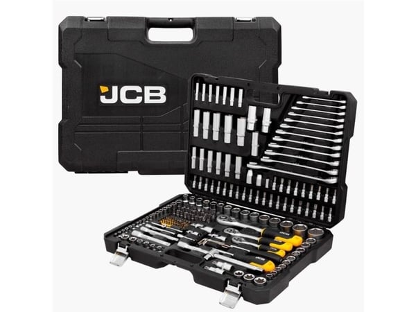 JCB verktøysett JCB sett med nøkler 216 deler 1/2" 3/8" 1/4"