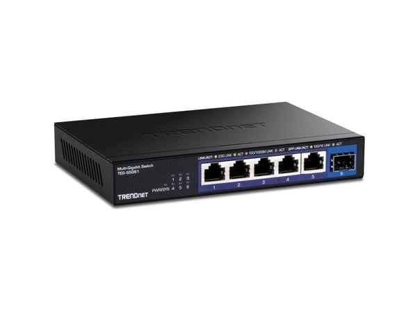 TRENDnet TEG-S5061 - Version v1.0R - switch - ikke-styrt - 5 x 1/2.5G x 1 Gigabit / 10 Gigabit SFP+ - veggmonterbar - TAA-samsvar