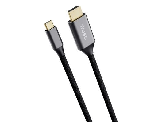 Trust 25630, USB-C, HDMI, 2 m, musta, hopea