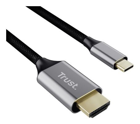 Trust 25630, USB-C, HDMI, 2 m, musta, hopea