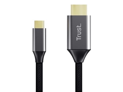 Trust 25630, USB-C, HDMI, 2 m, musta, hopea
