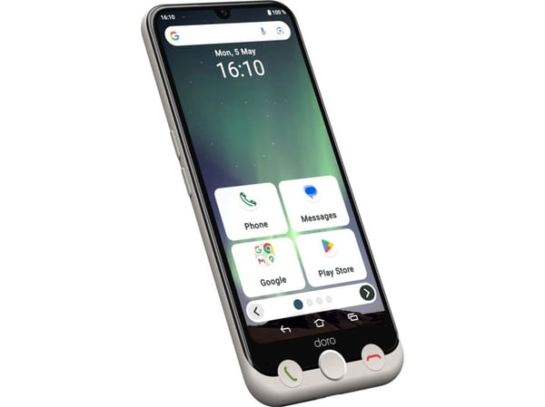 Doro Aurora A30, 15,5 cm (6.1"), 6 GB, 128 GB, 50 MP, Android 14, Musta, Valkoinen