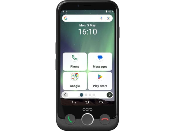 Doro Aurora A10, 11,4 cm (4.5"), 4 GB, 64 GB, 13 MP, Android 14, Sort