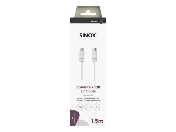 Sinox Satelliittikaapeli. 1.5m. Valkoinen