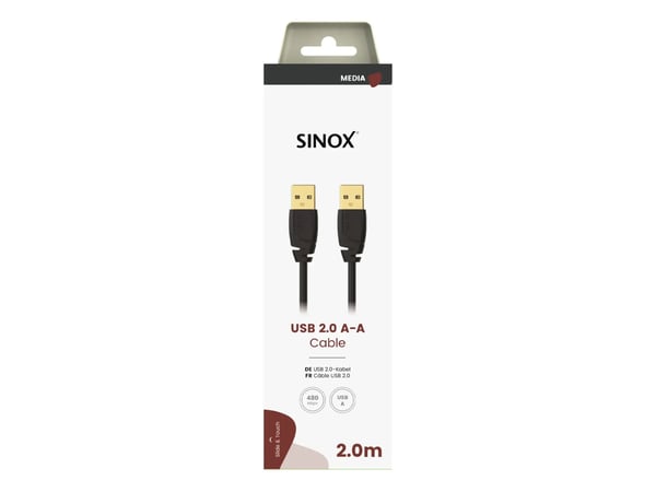 Sinox SOC04802, 2 m, USB A, USB A, USB 2.0, 0,48 Gbit/sek., Lajittelu