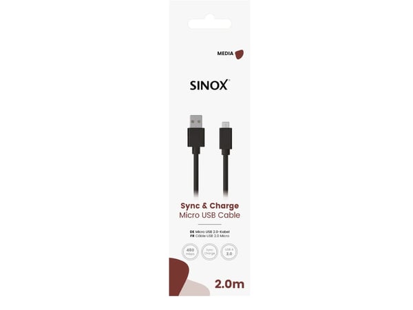 Sinox SOC04902, 1,8 m, USB A, 0,48 Gbit/s, Svart