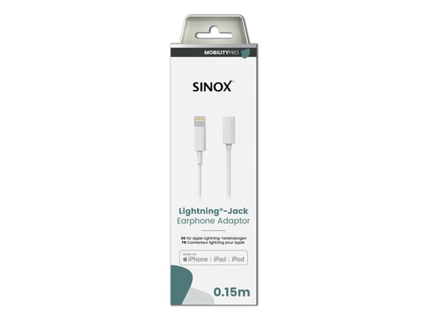 Sinox SXI03250MFI, 0,15 m, Lightning, 3.5mm, Hankjønn, Hunkjønn, Hvit
