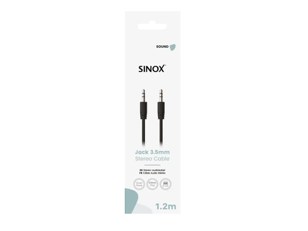Sinox SOE06102, 3.5mm, Hankjønn, 3.5mm, Hankjønn, 1,2 m, Sort
