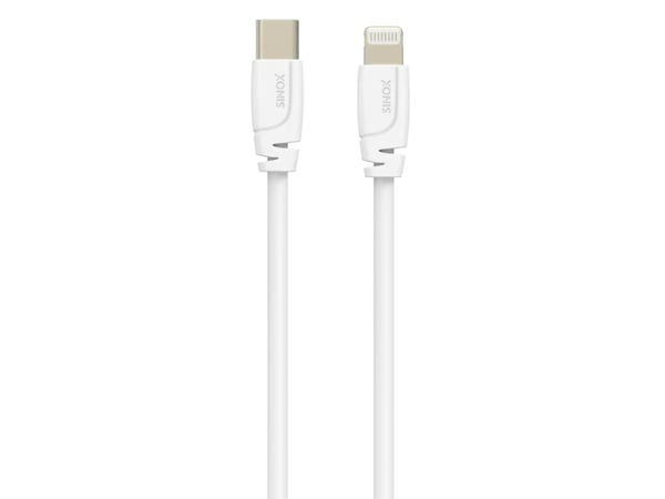 Sinox PRO USB C - Lightning-kaapeli. 1m, valkoinen, 1 m, Lightning, USB C, urosliitin, urosliitin, valkoinen