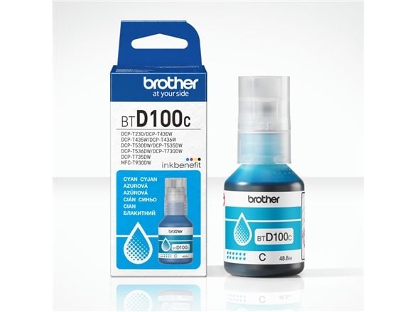 Brother BTD100C - 48.8 ml - høykapasitets - cyan - original - hengeboks - blekkrefill - for Brother DCP-T530DW, DCP-T730DW, MFC-T930DW
