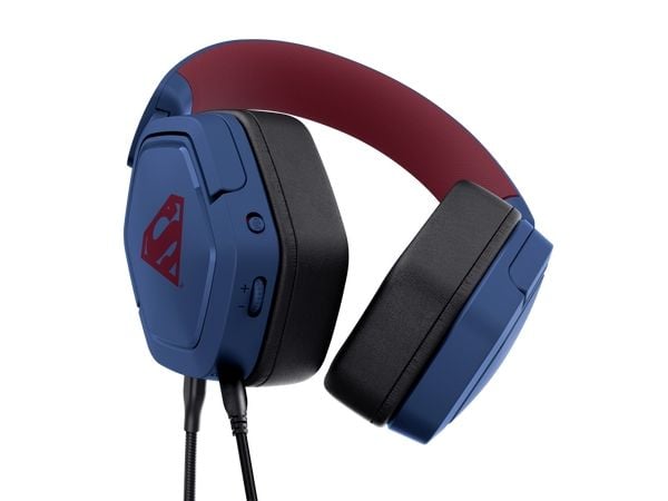 Trust GXT 492SM Carus - Superman - hodesett - full størrelse - kablet - 3,5 mm jakk - blå, rød