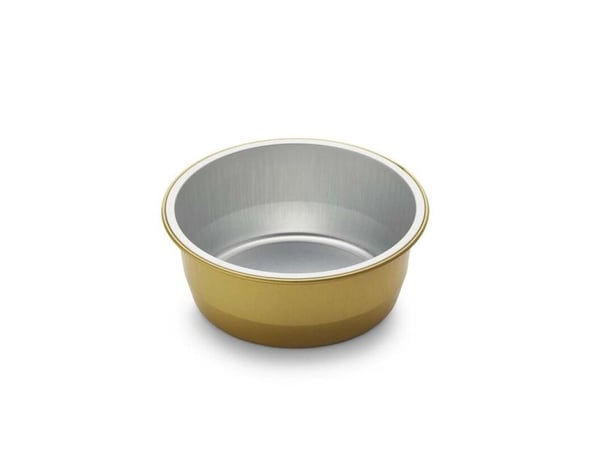 Folieform, Plus Pack, rund 290 ml, Ø 111, höjd 43 aluminium, guld/aluminium, förpackning med 115 st 1-fack