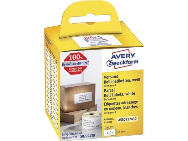 Avery Zweckform - Papir - permanet adhesiv - hvit - 54 x 101 mm 110 etikett(er) (1 rull(er) x 110) rektangulære etiketter