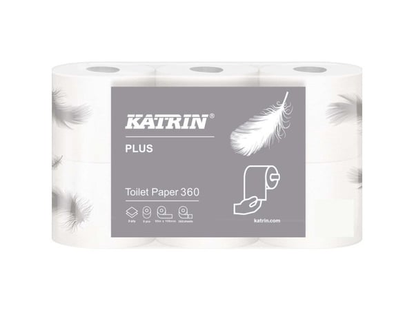 Toiletpapir, Katrin, Plus, 2 lag, hvid x 50.00m, kasse a 42 ruller