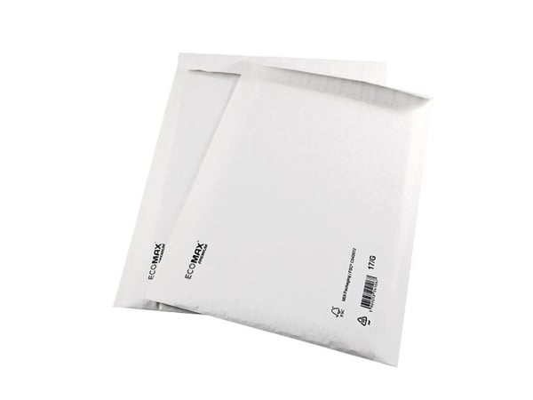 Boblepose, Boblekuvert, 240 x 350 mm Kort side åben, hvid, vægt: 0.046 kg pakke a 100 stk, palle a 1