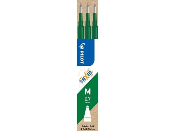 Pilot FriXion Ball - Påfyll - grønn - 0.7 mm - fin (en pakke 3)