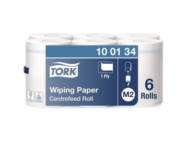 Aftørringsruller Tork M2 standard centerfeed 100134 (karton a 6 ruller)