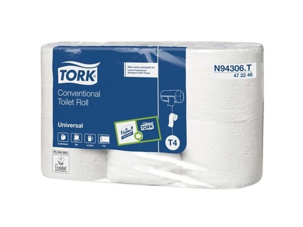 Toiletpapir, Tork, Universal, T4, 2 lag ubleget x 38.25m, kasse a 42 ruller FSC Recycled Credit