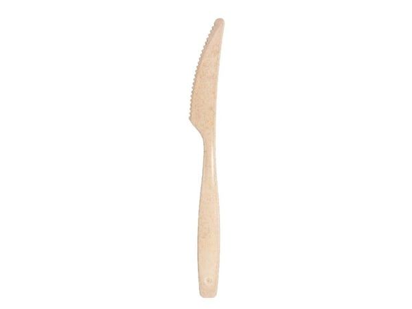 Kniv, Wood fibre/Bioplast laminated off white, flergangsbrug pakke med 1050 stk, Fødevaregodkendt