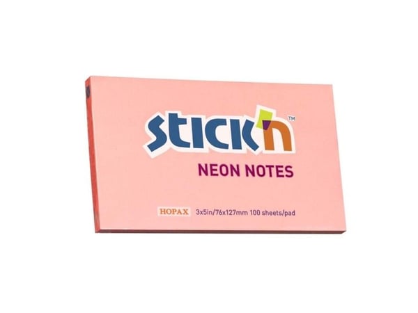 Anteckningsblock, BNT Stick´n, Neon, rosa, 127x76 mm - (12 st.)