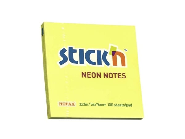 Anteckningsblock, BNT Stick´n, gul, 76 x 76 mm - (12 st.)