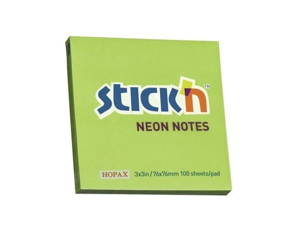 Anteckningar, BNT Stick´n, grön, 76x76 mm (12 st.)