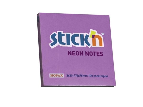 Notes, BNT Stick´n, Neon, lilla, 76x76mm - (12 stk.)