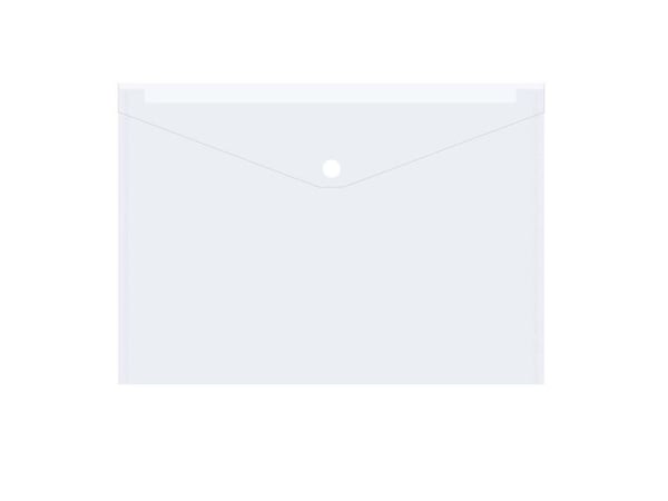 Plastmappe PP A4 läpinäkyvä m/klap og trykknap - (10 stk.)