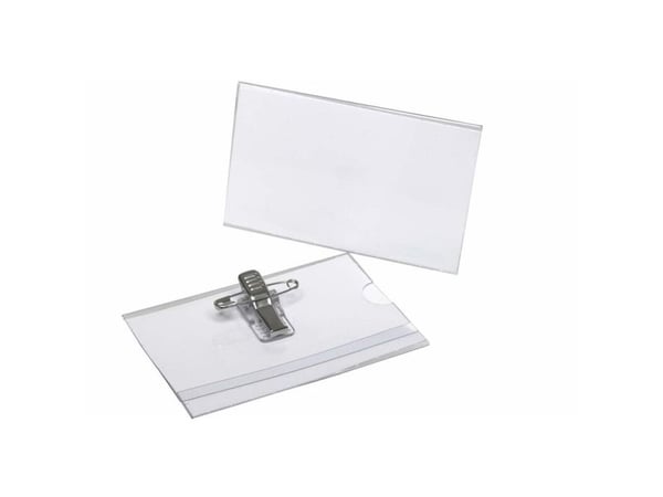 Kongresmærker Bantex m/nål og klemme 55x90 mm - (50 stk.)