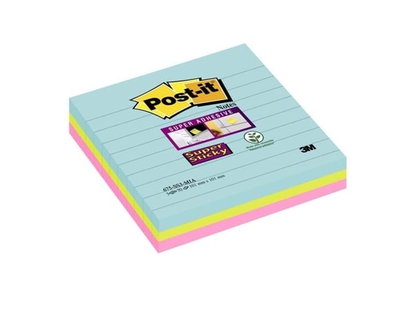 Post-It 675-3SSMIA, firkant, Blå, Rosa, Gult, Papir, Supernova Neons, USA