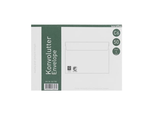 Kuverter C6 70g Peel & Seal 114x162mm 50stk/pak