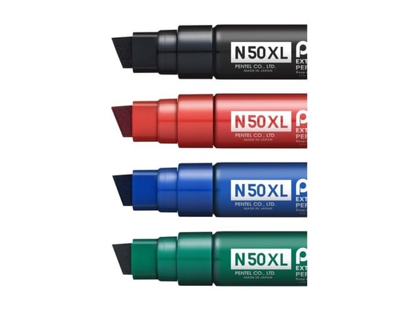 Marker, Pentel, N50XL-C, 8-15MM Skrå spids, blå, permanent - (6 stk.)