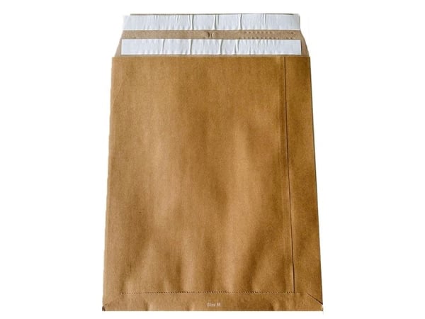 Forsendelsespose i Papir, Master'in Performance, 340 + 80 x 420 mm sidefalset, 100 % genbrug 2 selvk - (200 stk.)