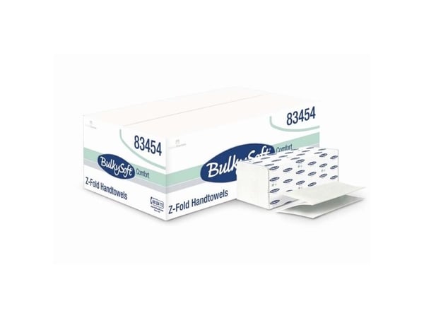 Papirhåndklæder ark, BulkySoft, Comfort 2 lag, hvid 205mmx240mm, karton a 3750 stk