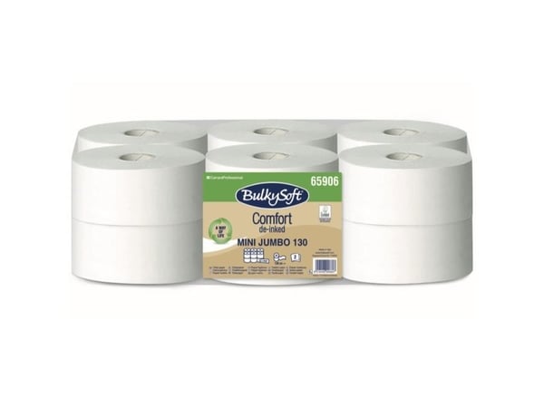 Toalettpapper Jumbo, BulkySoft Comfort Mini, 2-lagers, vit 130,00 m, kartong a 12 rullar