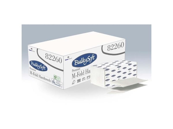 Papirhåndklæder ark, BulkySoft, Premium 3 lag, hvid 215mmx320mm, karton a 2500 stk